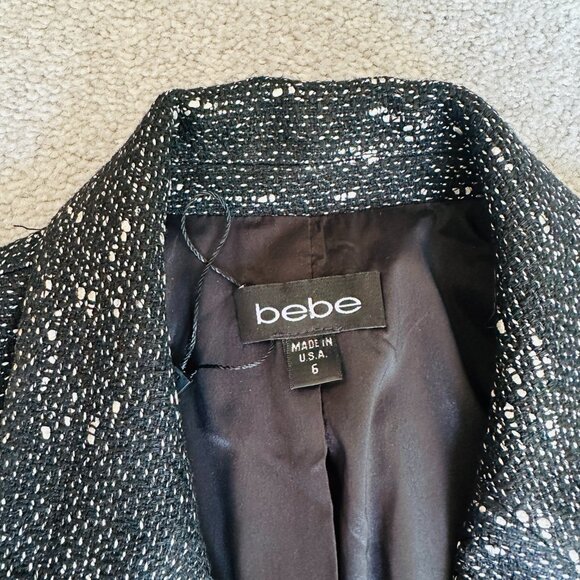 Bebe Frayed Edge Crop Suit Blazer Jacket - Picture 3 of 6